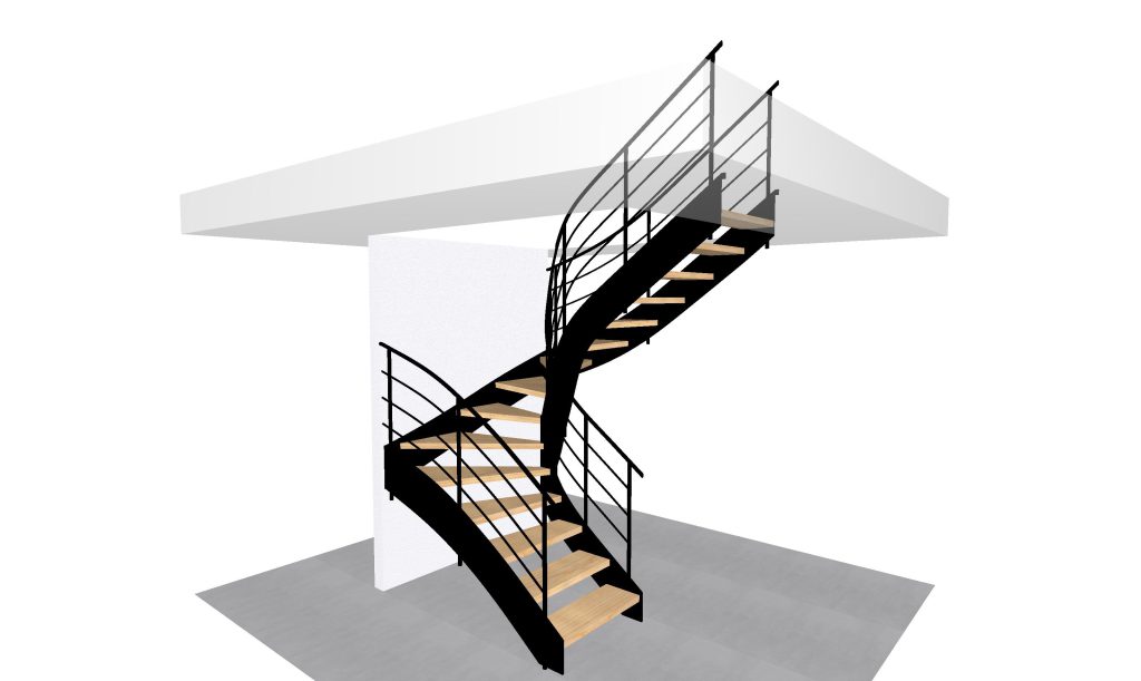 schody metalowe z policzkami z stali projekt