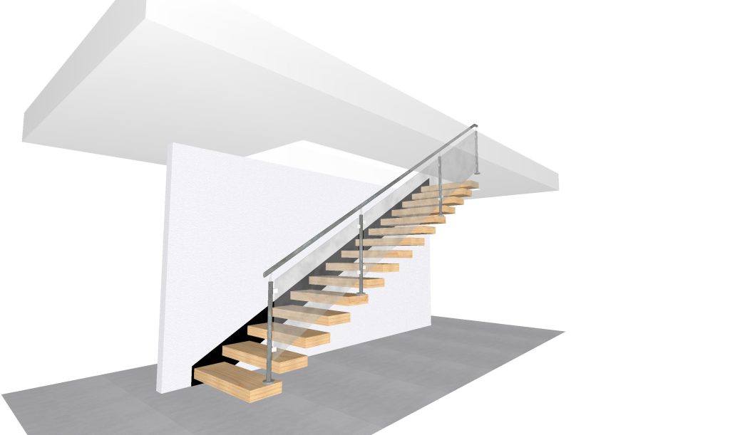 schody półkowe projekt 3D do ściany