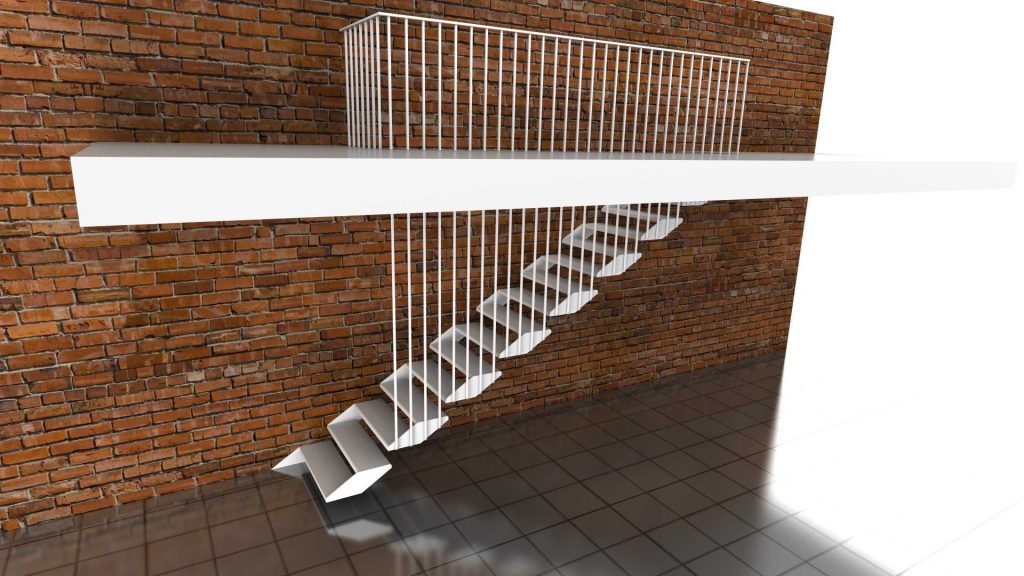 schody metalowe białe